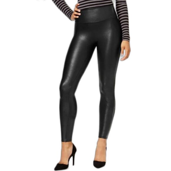 Spanx Black Faux Leather High Waist Ankle Length Leggings Size Small - Picture 1 of 12